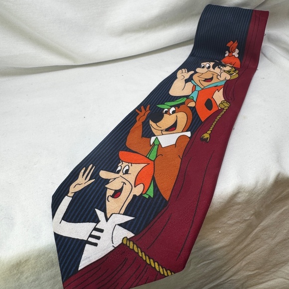 Cartoon Network Necktie Flintstones Jetsons Yogi Bear Novelty Tie Flawed - Picture 1 of 11